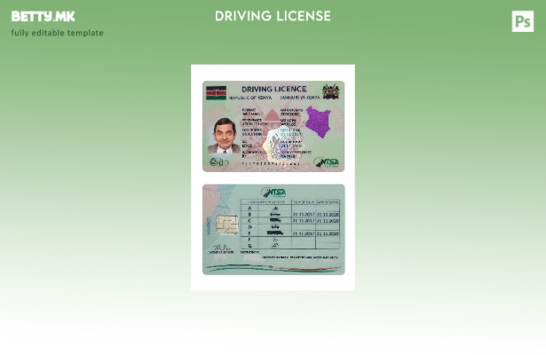 Шаблон за возачка дозвола од Кенија во модерен стил